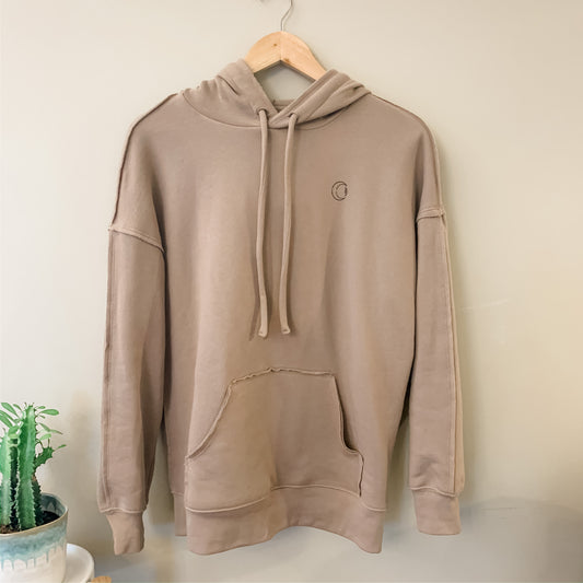 TAN RAW SEAM OVERSIZED HOODIE